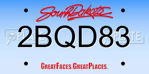 2BQD83 South Dakota License Plate