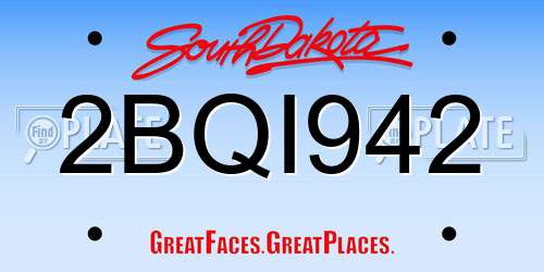 2BQI942 South Dakota License Plate