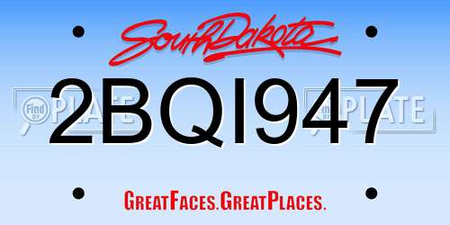 2BQI947 South Dakota License Plate