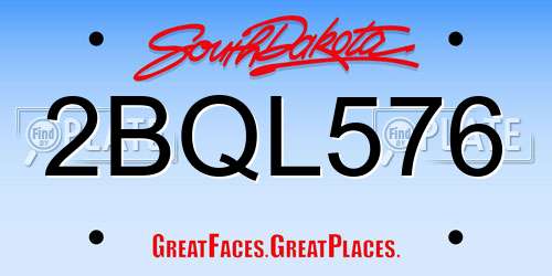 2BQL576 South Dakota License Plate