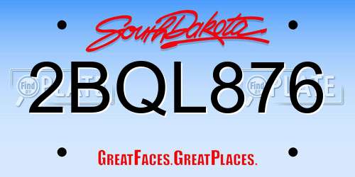 2BQL876 South Dakota License Plate