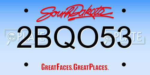 2BQO53 South Dakota License Plate