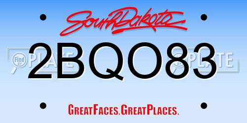 2BQO83 South Dakota License Plate