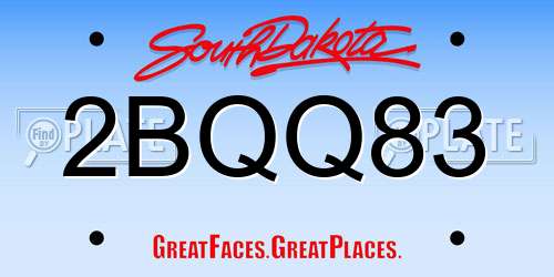 2BQQ83 South Dakota License Plate
