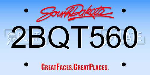 2BQT560 South Dakota License Plate