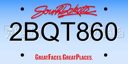 2BQT860 South Dakota License Plate