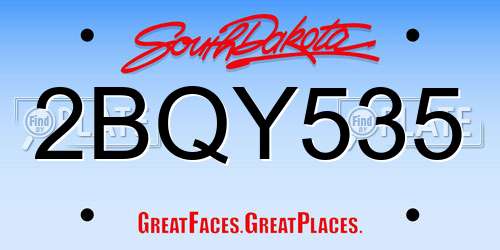 2BQY535 South Dakota License Plate
