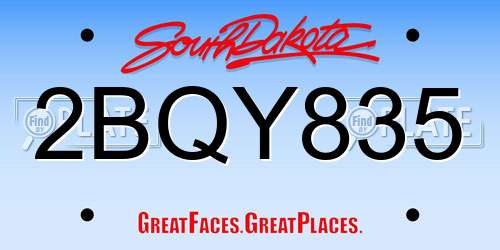 2BQY835 South Dakota License Plate