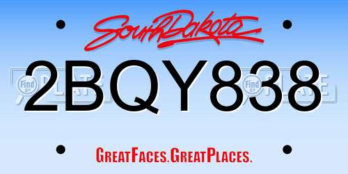 2BQY838 South Dakota License Plate