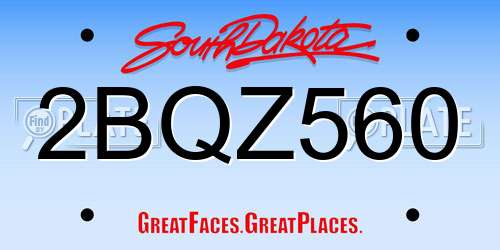 2BQZ560 South Dakota License Plate