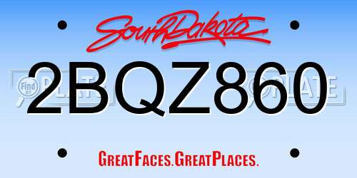 2BQZ860 South Dakota License Plate