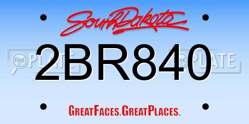 2BR840 South Dakota License Plate
