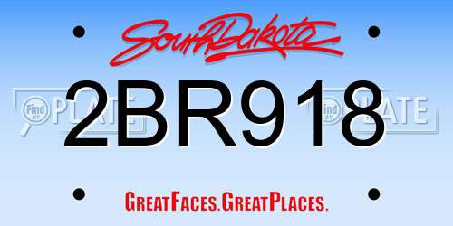 2BR918 South Dakota License Plate
