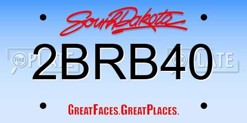 2BRB40 South Dakota License Plate