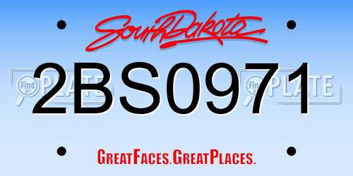 2BS0971 South Dakota License Plate