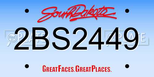 2BS2449 South Dakota License Plate
