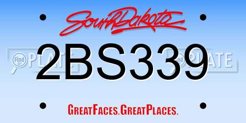 2BS339 South Dakota License Plate