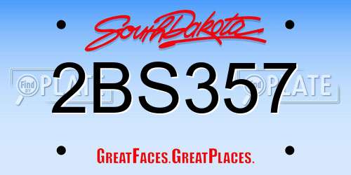 2BS357 South Dakota License Plate