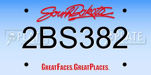 2BS382 South Dakota License Plate