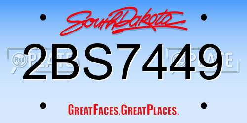 2BS7449 South Dakota License Plate
