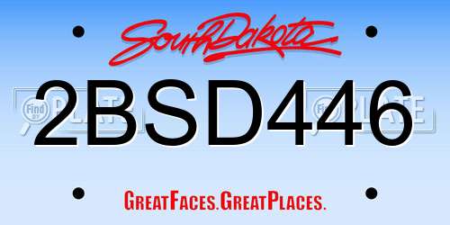 2BSD446 South Dakota License Plate
