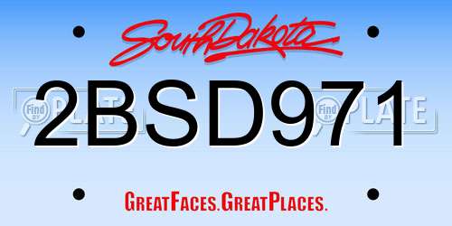 2BSD971 South Dakota License Plate