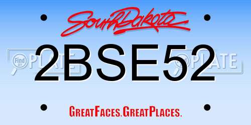 2BSE52 South Dakota License Plate