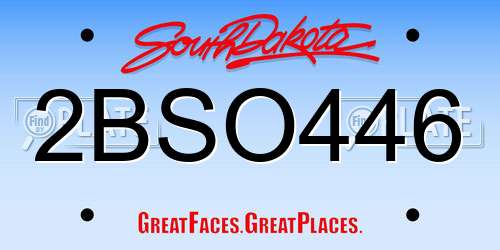 2BSO446 South Dakota License Plate