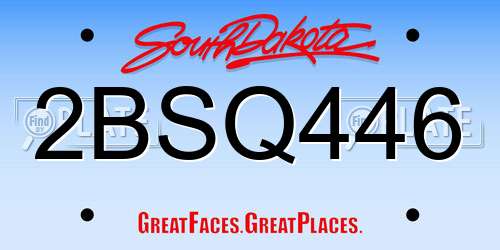 2BSQ446 South Dakota License Plate