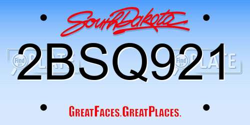 2BSQ921 South Dakota License Plate