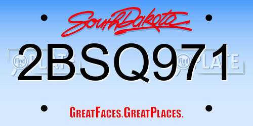 2BSQ971 South Dakota License Plate