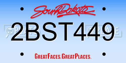 2BST449 South Dakota License Plate