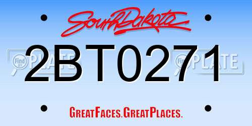 2BT0271 South Dakota License Plate
