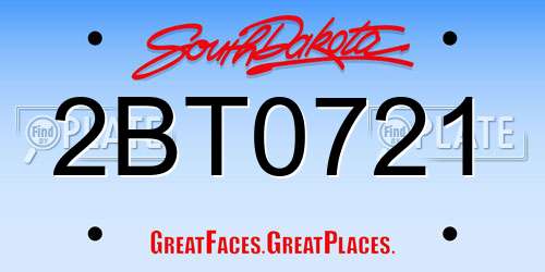 2BT0721 South Dakota License Plate