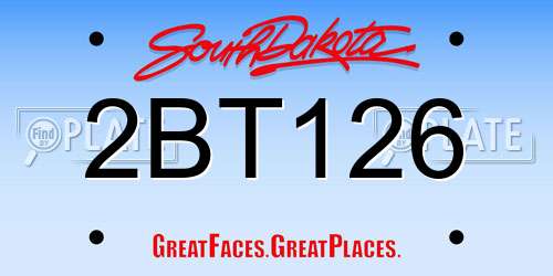 2BT126 South Dakota License Plate