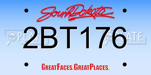 2BT176 South Dakota License Plate