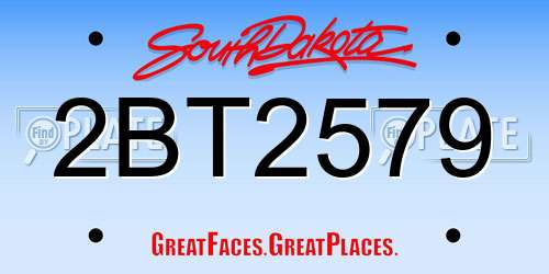 2BT2579 South Dakota License Plate