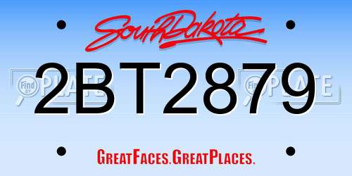 2BT2879 South Dakota License Plate