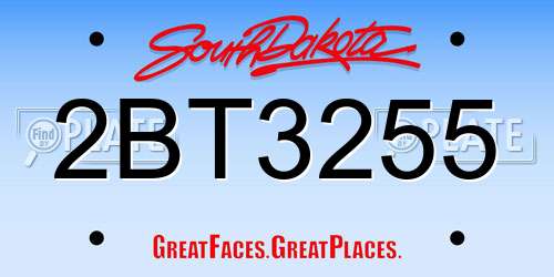 2BT3255 South Dakota License Plate