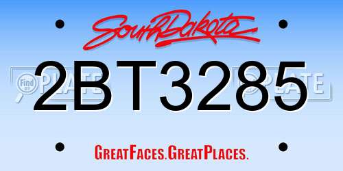 2BT3285 South Dakota License Plate