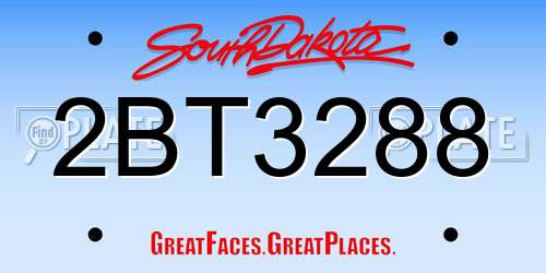 2BT3288 South Dakota License Plate