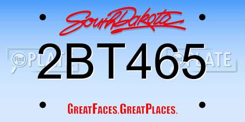 2BT465 South Dakota License Plate