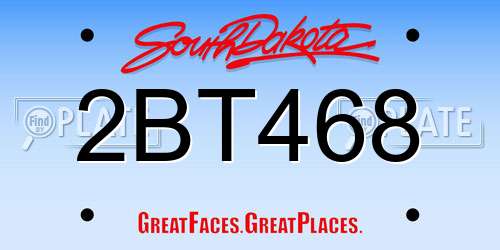 2BT468 South Dakota License Plate