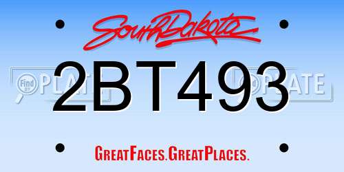 2BT493 South Dakota License Plate