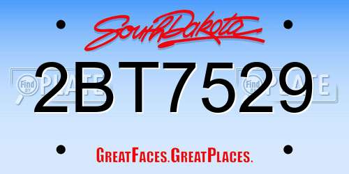 2BT7529 South Dakota License Plate
