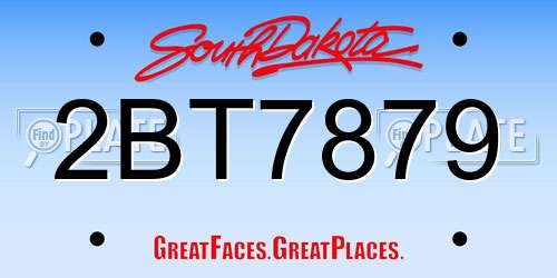 2BT7879 South Dakota License Plate