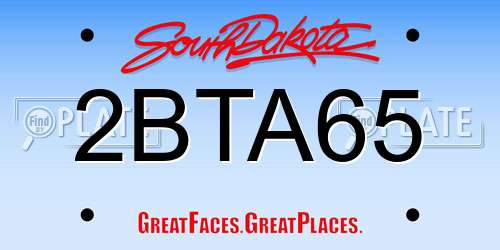 2BTA65 South Dakota License Plate