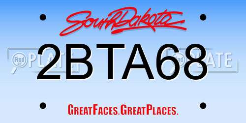 2BTA68 South Dakota License Plate