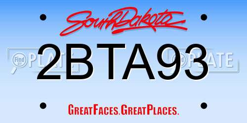 2BTA93 South Dakota License Plate