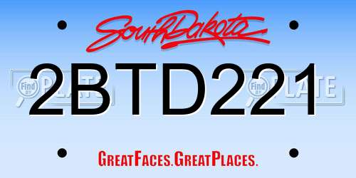 2BTD221 South Dakota License Plate
